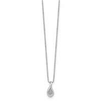 White Ice Sterling Silver Rhodium-plated Diamond Teardrop Necklace with 2 Inch Extender - 18in view 2