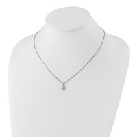 White Ice Sterling Silver Rhodium-plated Diamond Teardrop Necklace with 2 Inch Extender - 18in view 4