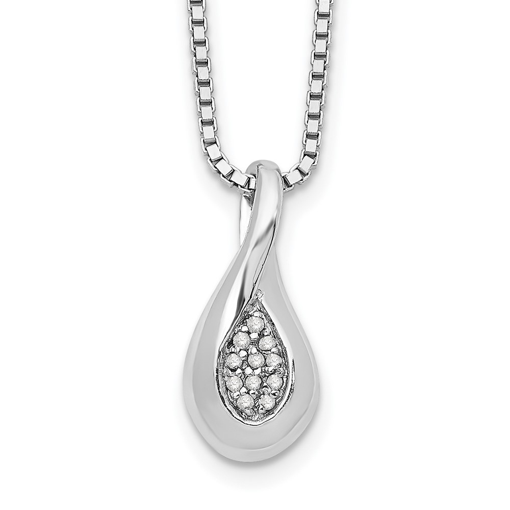 White Ice Sterling Silver Rhodium-plated Diamond Teardrop Necklace with 2 Inch Extender - 18in