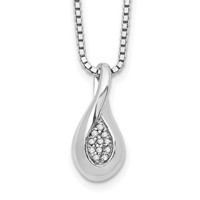 White Ice Sterling Silver Rhodium-plated Diamond Teardrop Necklace with 2 Inch Extender - 18in view 1