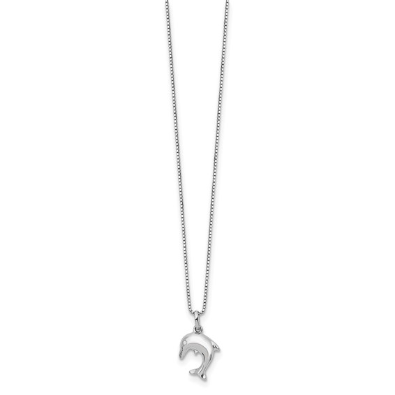 White Ice Sterling Silver Rhodium-plated 18 Inch Diamond Dolphin Necklace with 2 Inch Extender