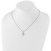White Ice Sterling Silver Rhodium-plated Diamond Dolphin Necklace with 2 Inch Extender, 18" view 4