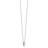 White Ice Sterling Silver Rhodium-plated Black Diamond Cross Necklace with 2 Inch Extender, 18" view 2