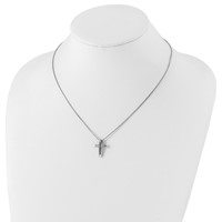 White Ice Sterling Silver Rhodium-plated Black Diamond Cross Necklace with 2 Inch Extender, 18" view 4