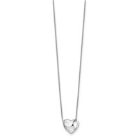 White Ice Sterling Silver Rhodium-plated Diamond Heart Necklace with 2 Inch Extender, 18" view 2