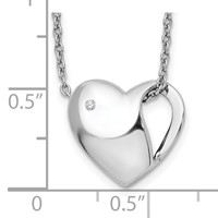 White Ice Sterling Silver Rhodium-plated Diamond Heart Necklace with 2 Inch Extender, 18" view 3