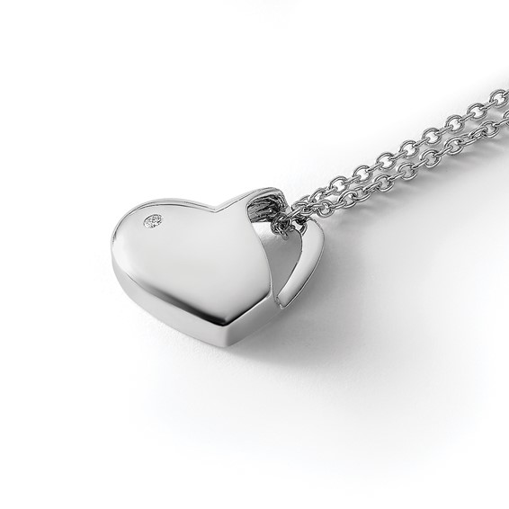White Ice Sterling Silver Rhodium-plated 18 Inch Diamond Heart Necklace with 2 Inch Extender