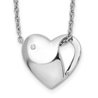 White Ice Sterling Silver Rhodium-plated Diamond Heart Necklace with 2 Inch Extender, 18" view 1