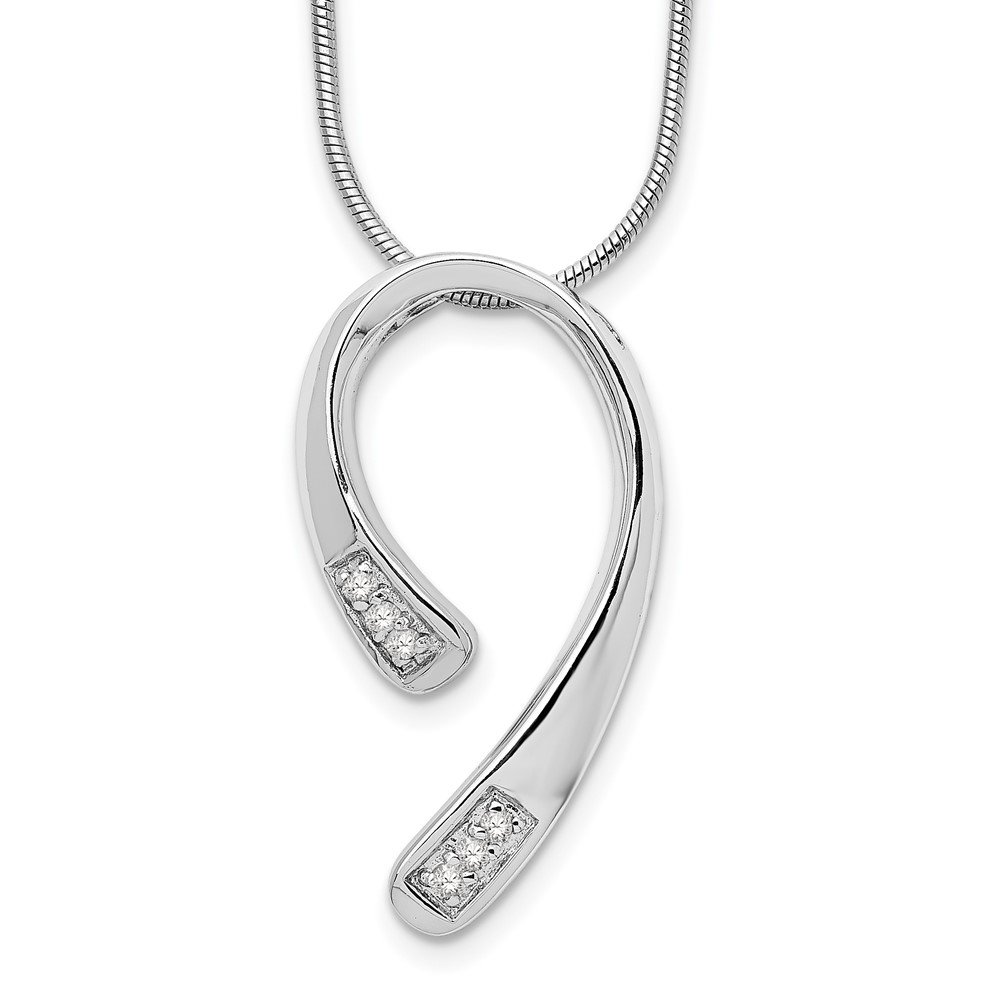 White Ice Sterling Silver Rhodium-plated Diamond Necklace with 2 Inch Extender, 18"