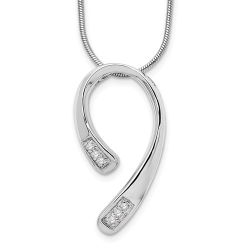 White Ice Sterling Silver Rhodium-plated Diamond Necklace with 2 Inch Extender, 18"