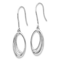 White Ice Sterling Silver Rhodium-plated Open Oval Diamond Shepherd Hook Dangle Earrings view 2