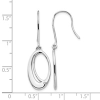 White Ice Sterling Silver Rhodium-plated Open Oval Diamond Shepherd Hook Dangle Earrings view 4