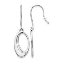 White Ice Sterling Silver Rhodium-plated Open Oval Diamond Shepherd Hook Dangle Earrings view 1