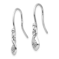 White Ice Sterling Silver Rhodium-plated Diamond Shepherd Hook Dangle Earrings view 2