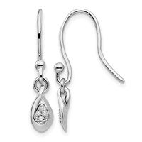 White Ice Sterling Silver Rhodium-plated Diamond Shepherd Hook Dangle Earrings view 1