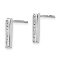 White Ice Sterling Silver Rhodium-plated Chanel-set Diamond Post Drop Earrings view 2