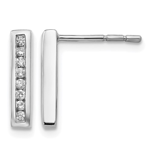 White Ice Sterling Silver Rhodium-plated Chanel-set Diamond Post Drop Earrings