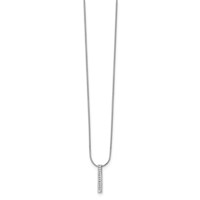 14K White Gold 0.12 Carat Lab Grown Diamond VS SI+ G+ Complete Vertical Bar Pendant Necklace, 18" view 2
