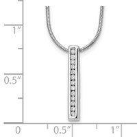 14K White Gold 0.12 Carat Lab Grown Diamond VS SI+ G+ Complete Vertical Bar Pendant Necklace, 18" view 4
