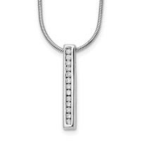 White Ice Sterling Silver Rhodium-plated Chanel-set Diamond Vertical Bar Necklace with 2 Inch Extender, 18" view 1