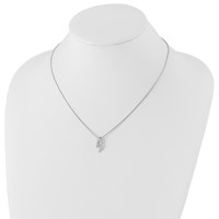 White Ice Sterling Silver Rhodium-plated Satin and Polished Diamond Necklace with 2 Inch Extender, 18" view 4