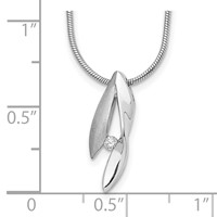 White Ice Sterling Silver Rhodium-plated Satin and Polished Diamond Necklace with 2 Inch Extender, 18" view 3