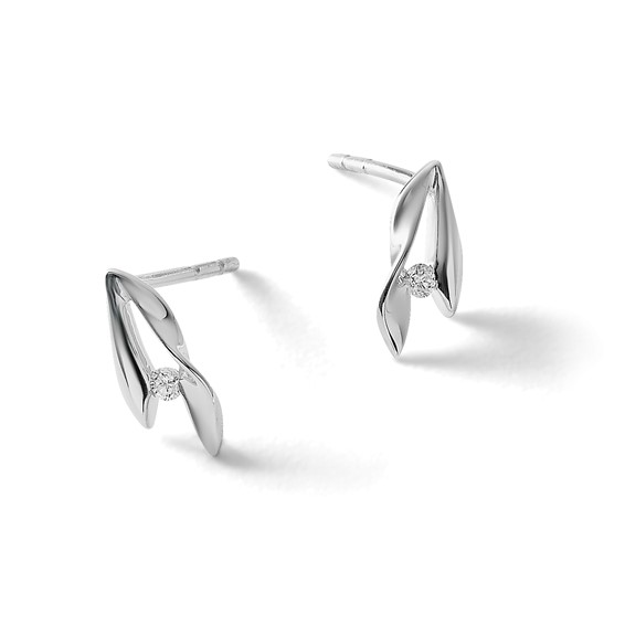 White Ice Sterling Silver Rhodium-plated Satin and Polished Diamond Post Earrings