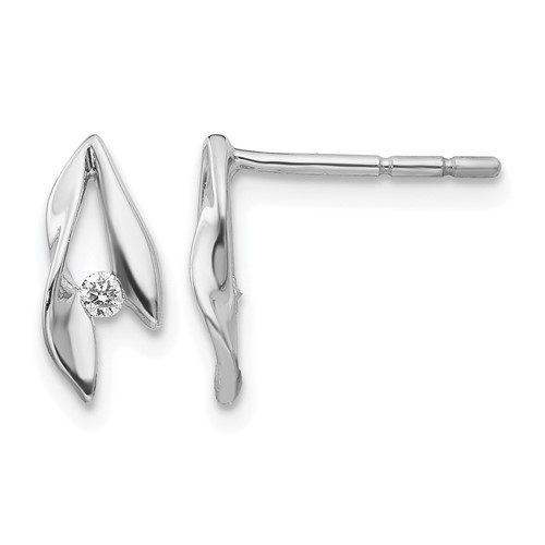 White Ice Sterling Silver Rhodium-plated Satin and Polished Diamond Post Earrings