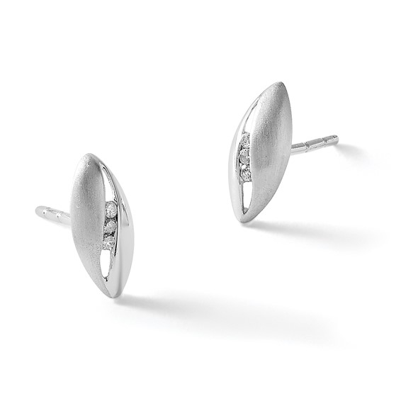 White Ice Sterling Silver Rhodium-plated Satin and Polished Diamond Post Earrings