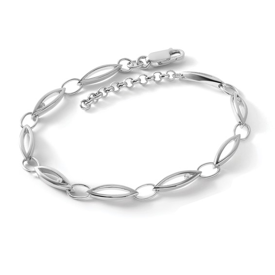 White Ice Sterling Silver Rhodium-plated 7 Inch Diamond Bracelet with 1 Inch Extender
