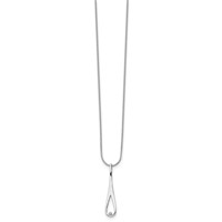 White Ice Sterling Silver Rhodium-plated Diamond Open Teardrop Necklace with 2 Inch Extender, 18" view 2