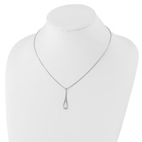 White Ice Sterling Silver Rhodium-plated Diamond Open Teardrop Necklace with 2 Inch Extender, 18" view 4