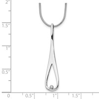 White Ice Sterling Silver Rhodium-plated Diamond Open Teardrop Necklace with 2 Inch Extender, 18" view 3