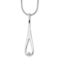 White Ice Sterling Silver Rhodium-plated Diamond Open Teardrop Necklace with 2 Inch Extender, 18" view 1
