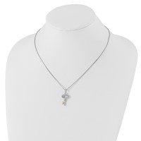 White Ice Sterling Silver Rhodium-plated Gold-tone Diamond Key Necklace with 2 Inch Extender, 18" view 4