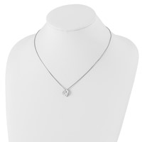 White Ice Sterling Silver Rhodium-plated Satin and Polished Diamond Heart Necklace with 2 Inch Extender, 18" view 4