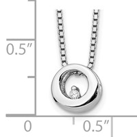 White Ice Sterling Silver Rhodium-plated Diamond Open Circle Necklace with 2 Inch Extender, 18" view 3