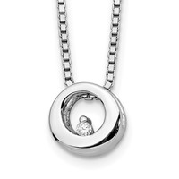 White Ice Sterling Silver Rhodium-plated Diamond Open Circle Necklace with 2 Inch Extender, 18" view 1