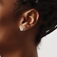 White Ice Sterling Silver Rhodium-plated Diamond Open Circle Stud Post Earrings view 3
