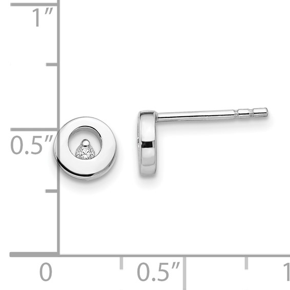 White Ice Sterling Silver Rhodium-plated Diamond Open Circle  Stud Post Earrings