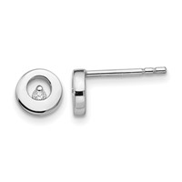 White Ice Sterling Silver Rhodium-plated Diamond Open Circle Stud Post Earrings view 1