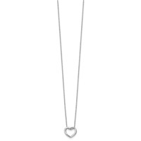 White Ice Sterling Silver Rhodium-plated Diamond Open Heart Necklace with 2 Inch Extender, 18" view 2