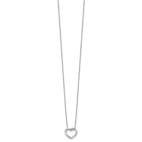 White Ice Sterling Silver Rhodium-plated 18 Inch Diamond Open Heart Necklace with 2 Inch Extender