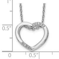 White Ice Sterling Silver Rhodium-plated Diamond Open Heart Necklace with 2 Inch Extender, 18" view 3