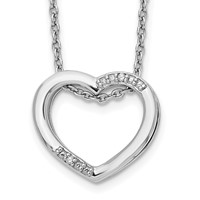 White Ice Sterling Silver Rhodium-plated Diamond Open Heart Necklace with 2 Inch Extender, 18" view 1