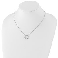 White Ice Sterling Silver Rhodium-plated Diamond Open Circle Necklace with 2 Inch Extender, 18" view 4