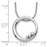 White Ice Sterling Silver Rhodium-plated Diamond Open Circle Necklace with 2 Inch Extender, 18" view 3
