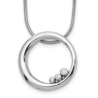 White Ice Sterling Silver Rhodium-plated Diamond Open Circle Necklace with 2 Inch Extender, 18" view 1