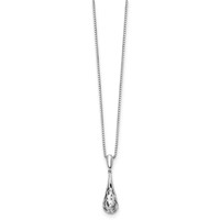 White Ice Sterling Silver Rhodium-plated Diamond Filigree Teardrop Necklace with 2 Inch Extender, 18" view 2