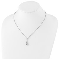 White Ice Sterling Silver Rhodium-plated Diamond Filigree Teardrop Necklace with 2 Inch Extender, 18" view 4